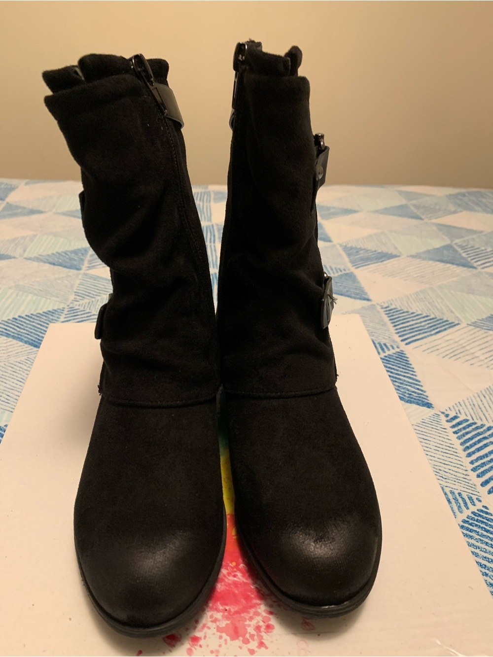 Pierre Dumas Kids Black Mid-Calf Buckle Boots